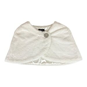 BCX Dress White  XL‎ Faux Fur Bolero Shrug Shawl Embellished Snap Closure Formal